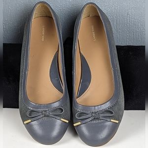 Lands' End Gray Bianca Suede Cap Toe Ballet Flat 393349 Size 8 Balletcore NWOT